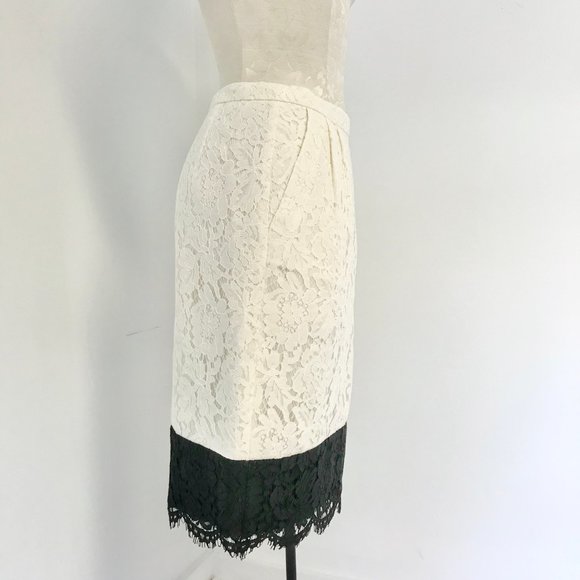 J Crew S Colorblock Lace Pencil Skirt White Black - Picture 5 of 16